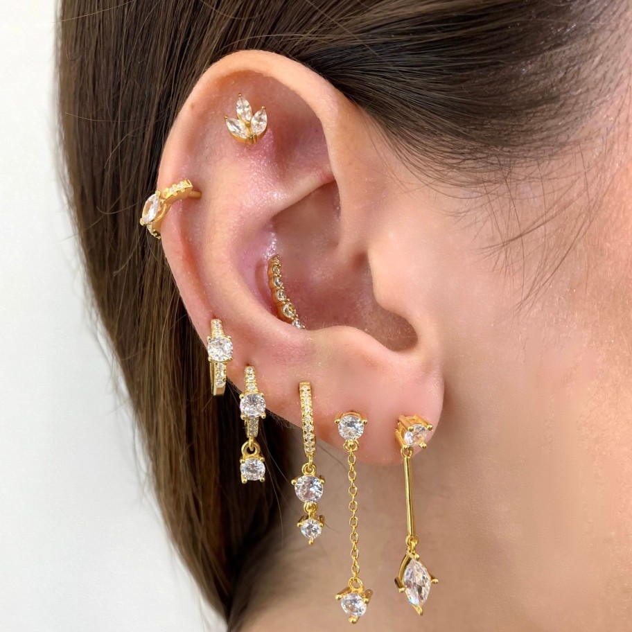 Earrings Sarah Luxury | Double Baguette Mini Hoops