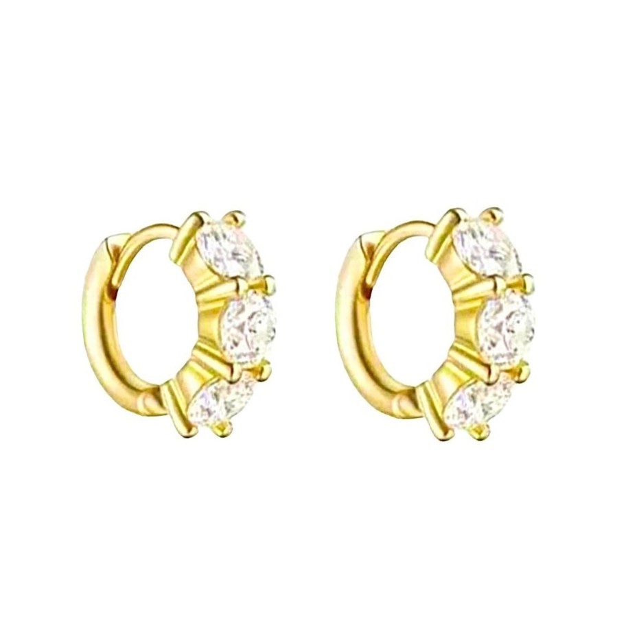 Earrings Sarah Luxury | Double Baguette Mini Hoops