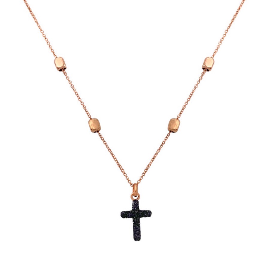 Necklaces Pesavento | Collana Polvere Croce Rose/Black