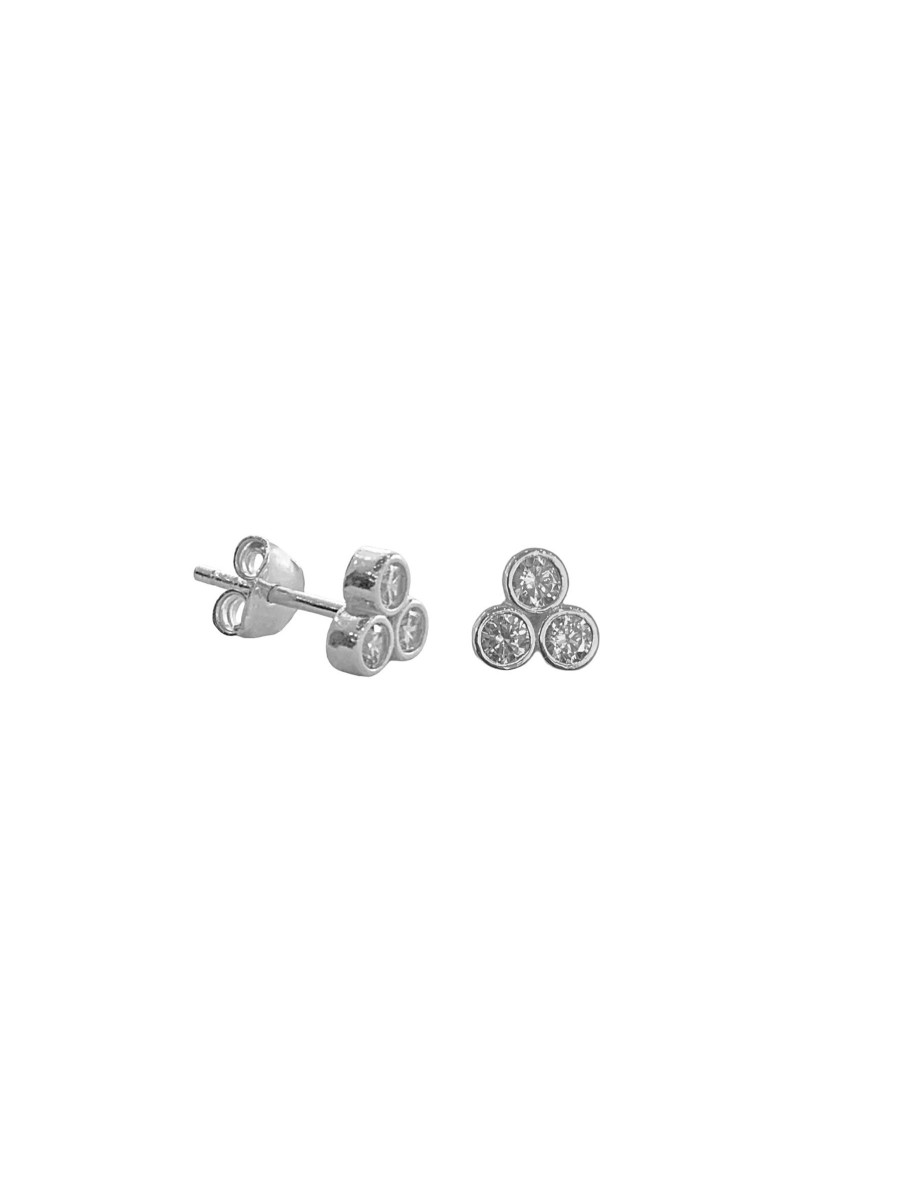 Earrings Sarah Luxury | Trio Of Zircons On The Lobe