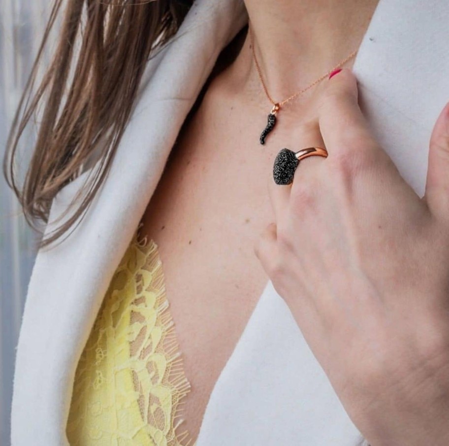 Necklaces Pesavento | Collana Polvere Corno Rose/Black