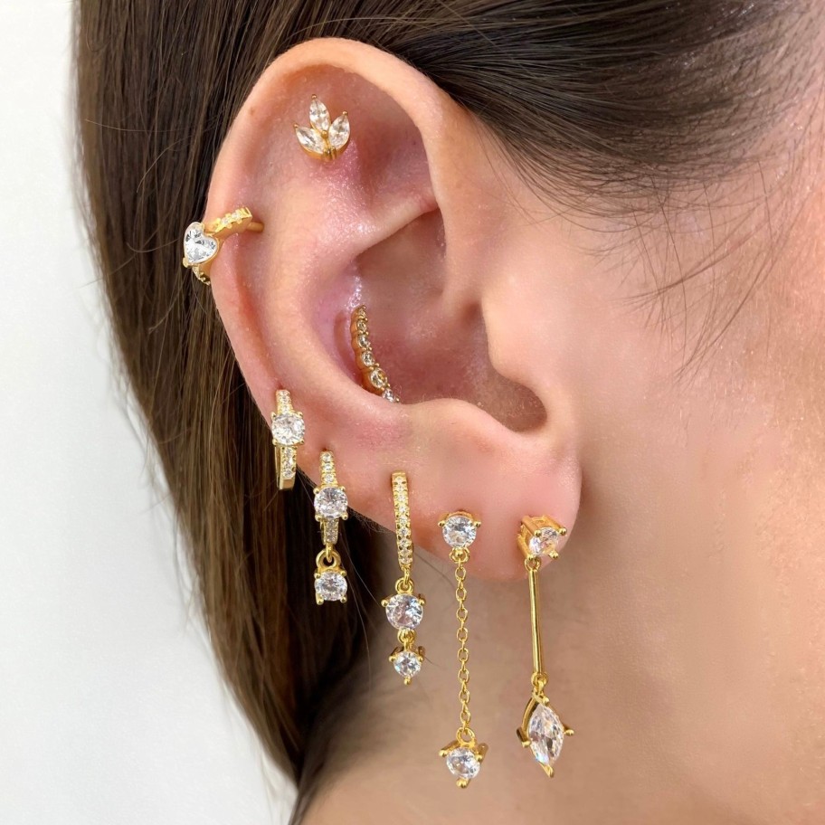 Earrings Sarah Luxury | Double Baguette Mini Hoops