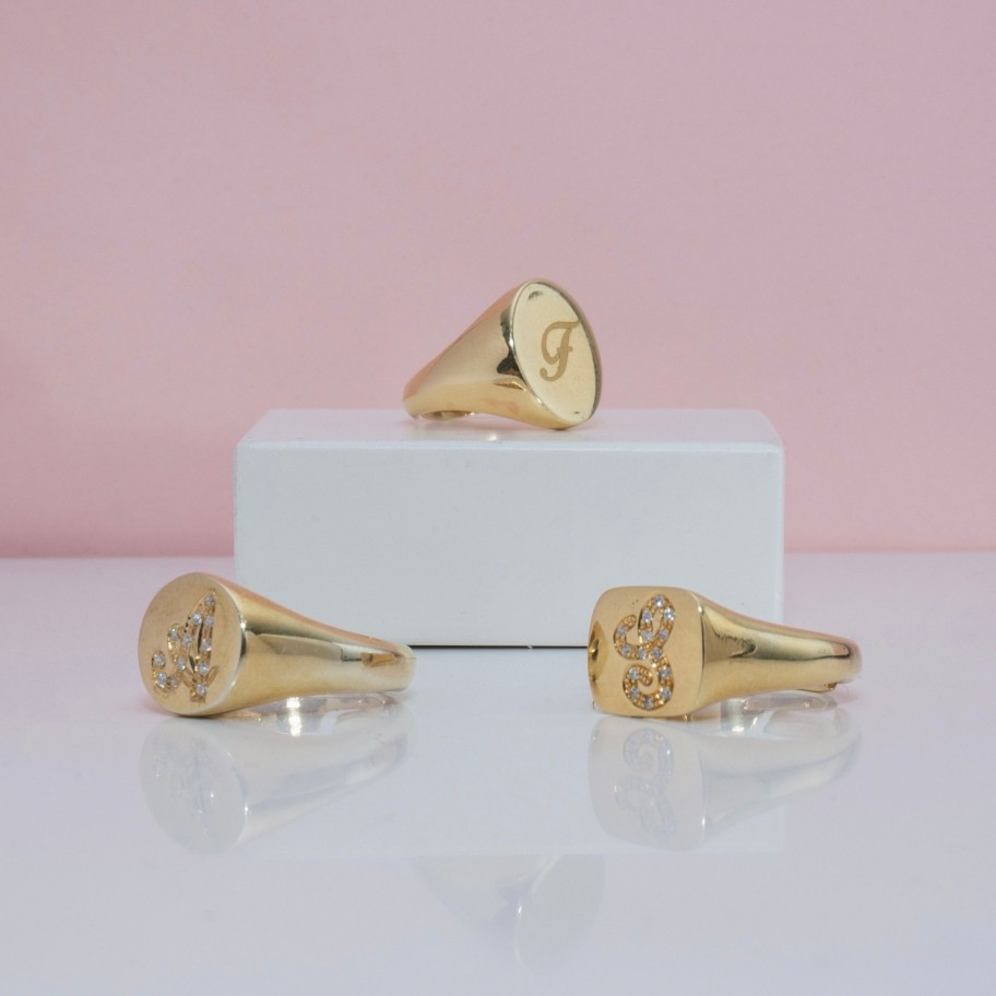 Rings Articoli personalizzabili | Anello Chevalier Letter Luxury Tondo