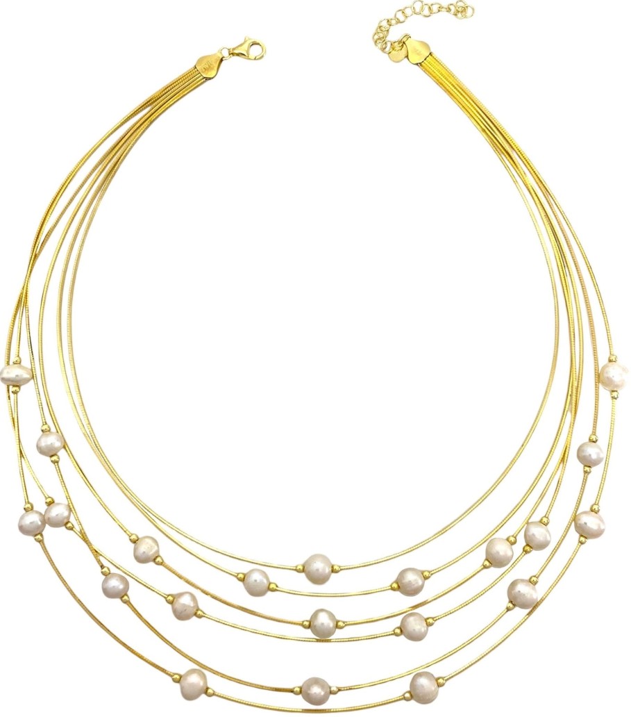 Necklaces Marcello Pane | Collana Twist Pearl Gold