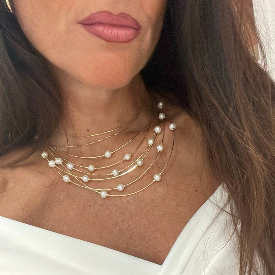 Necklaces Marcello Pane | Collana Twist Pearl Gold