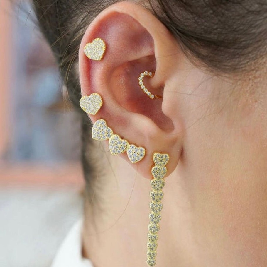 Earrings Sarah Luxury | Luxury Hearts On The Lobe