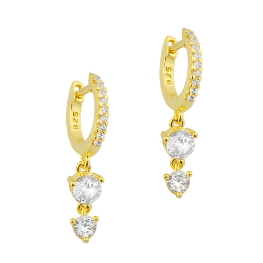 Earrings Sarah Luxury | Double Baguette Mini Hoops