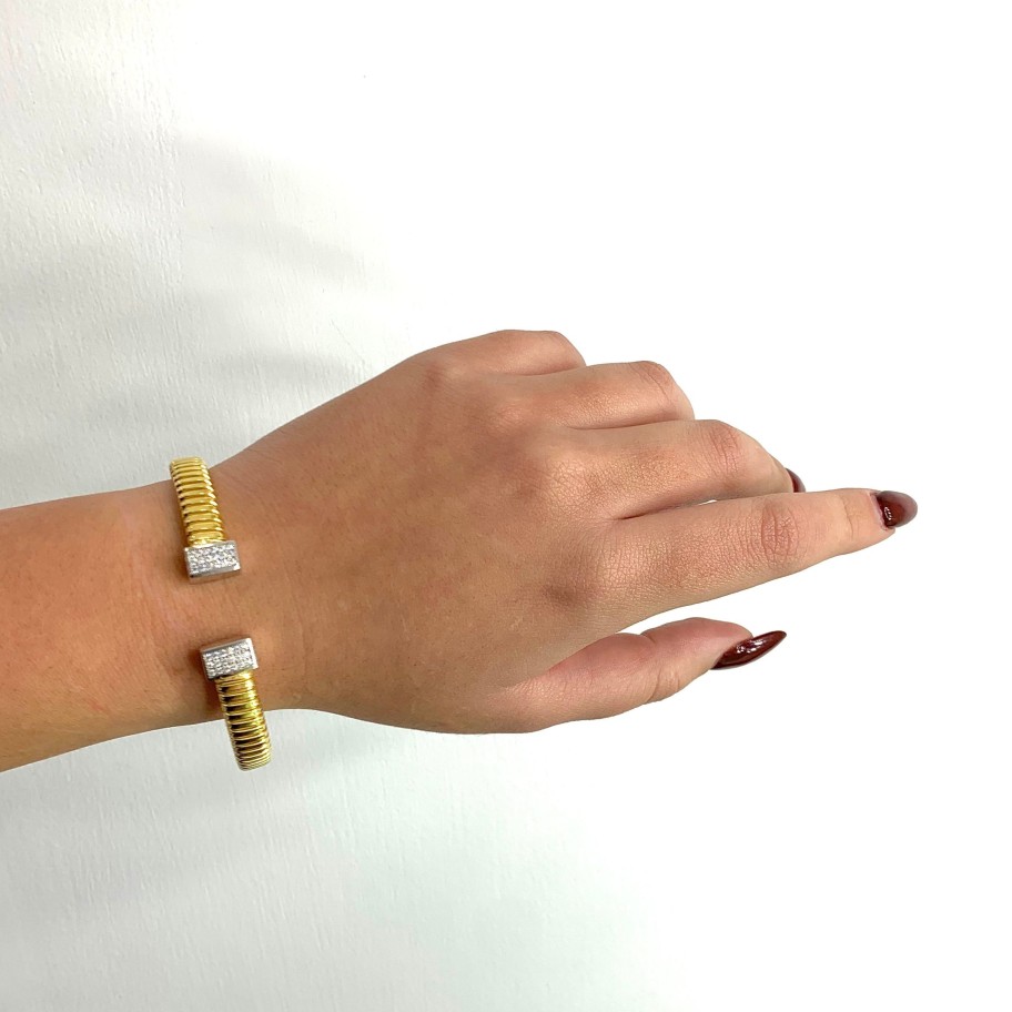 Bracelets Marcello Pane | Bracciale Tubo Square Gold